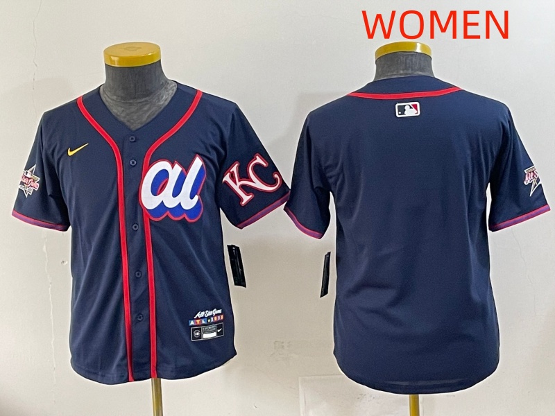 women 2025 Kansas City Royals Blank Drak Blue All star Blank Blue Nike MLB Jersey style 1->women soccer jersey->Women Jersey